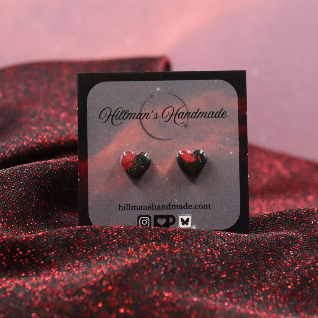 Red and Black Marbled Studs