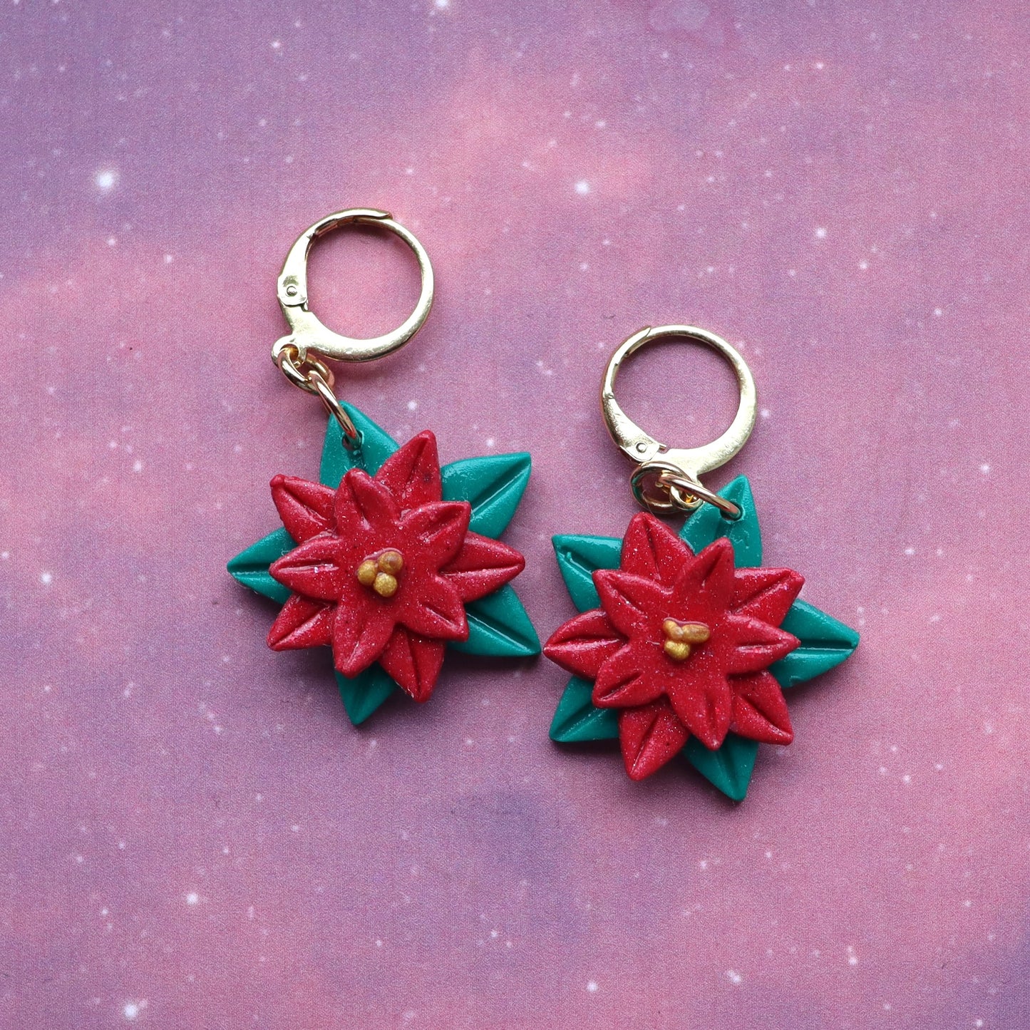 Poinsettia Flower Christmas Gold Huggies