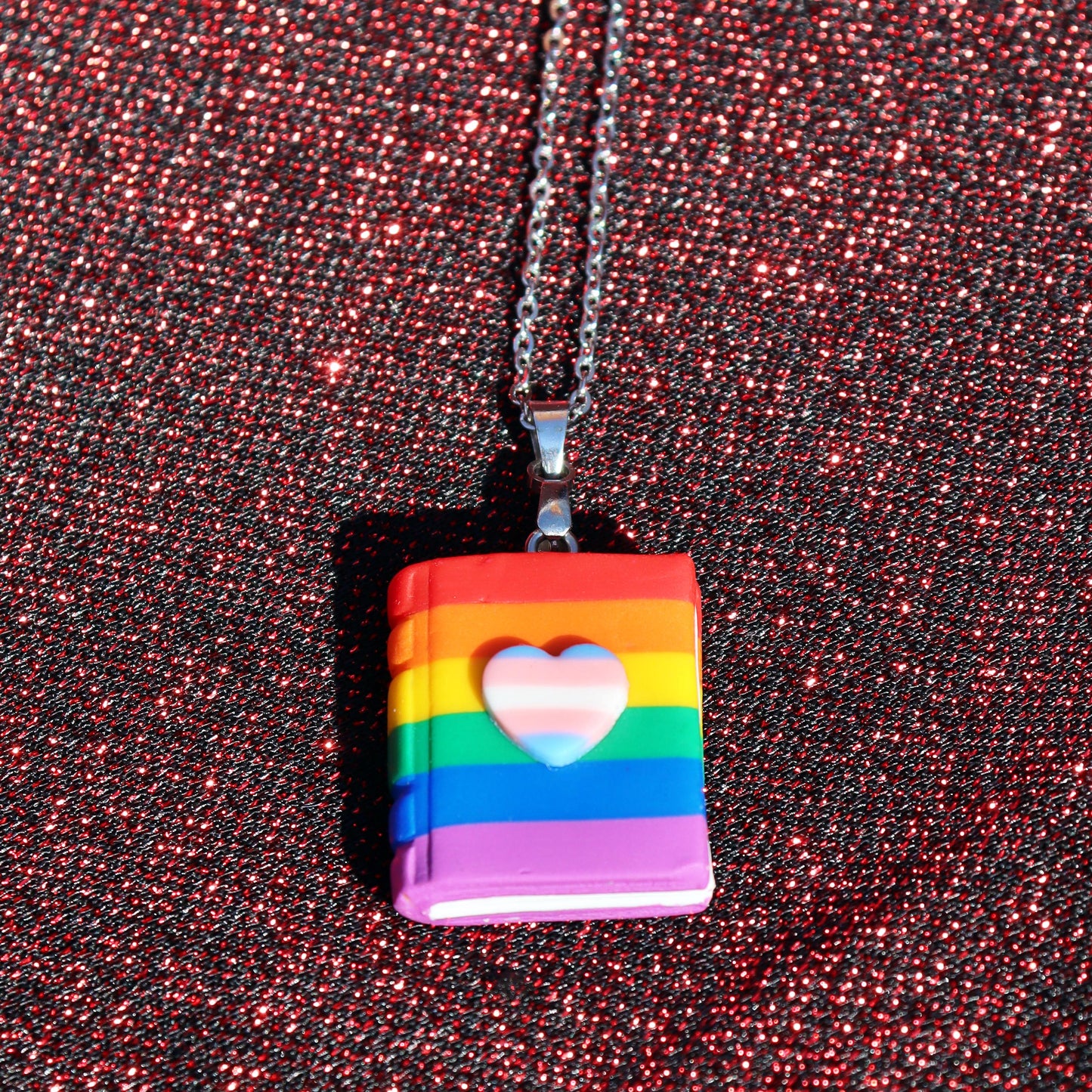 LGBTQ+ Rainbow Book Necklace