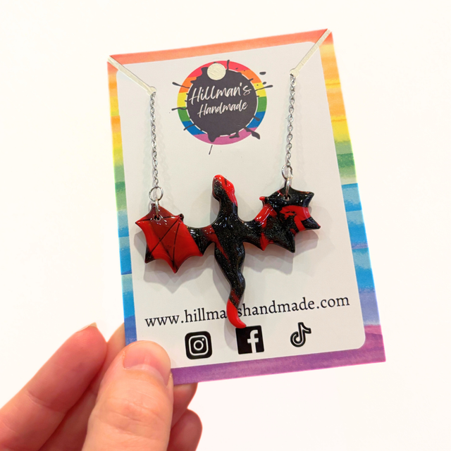 Black and Red Dragon Necklace