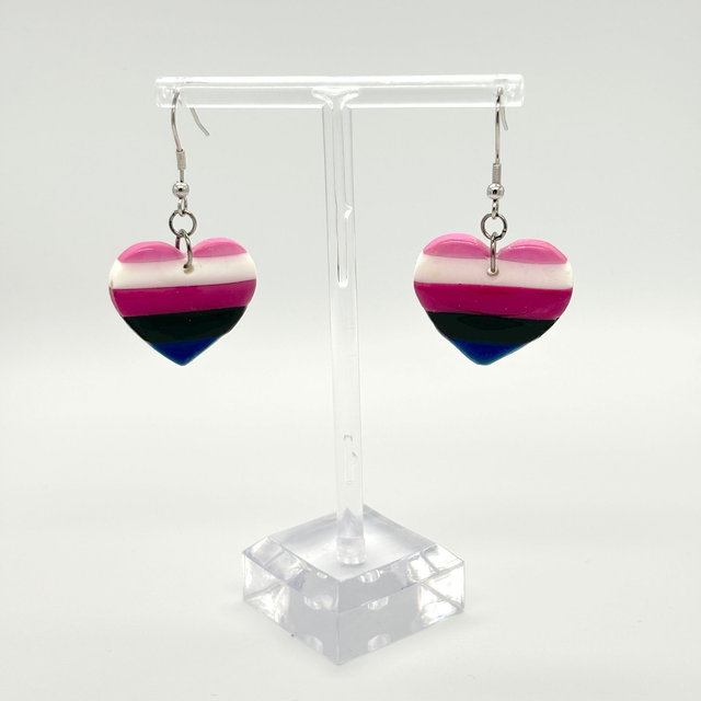 LGBT+ Genderfluid Heart Earrings