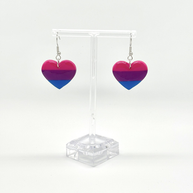 LGBT+ Bisexual Heart Earrings