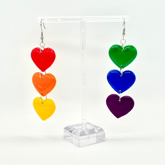 LGBT+ Rainbow Dangle Heart Earrings