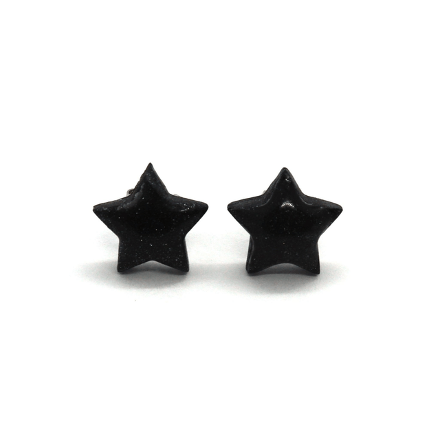 Small Black Star Studs