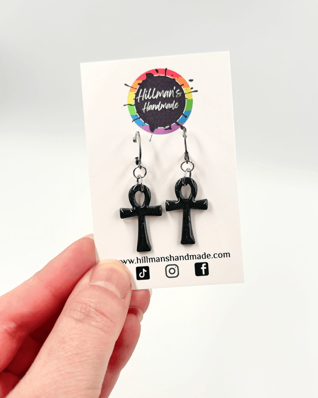 Ankh Earrings on Huggy Hoops