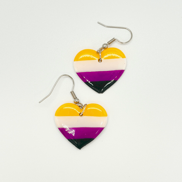 LGBT+ Non-Binary Heart Earrings