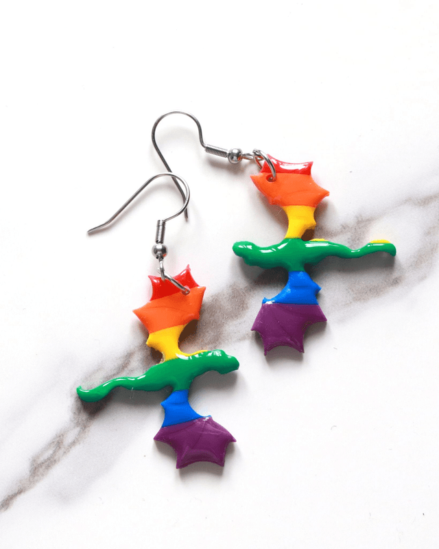 LGBT+ Rainbow Dragon Earrings