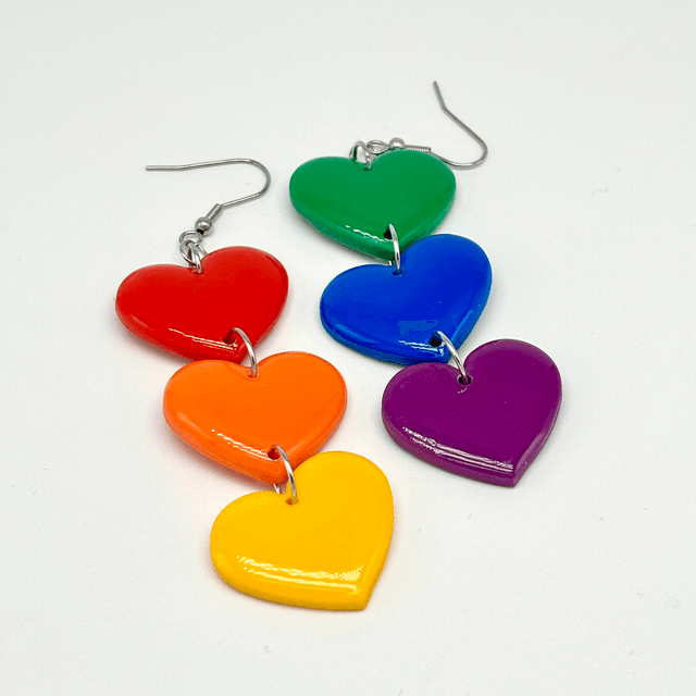 LGBT+ Rainbow Dangle Heart Earrings