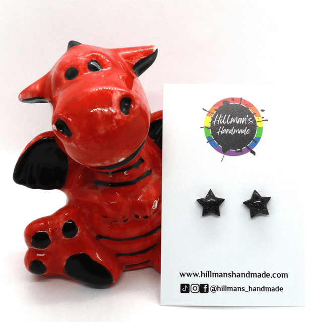 Small Black Star Studs