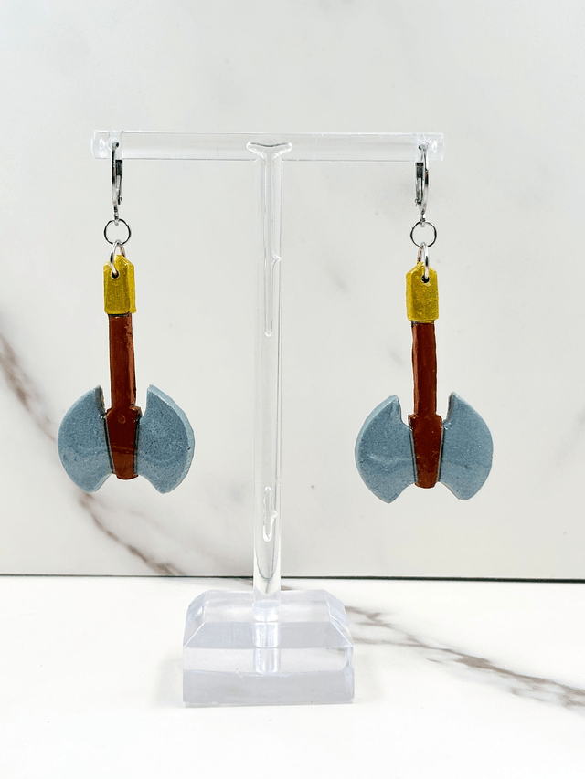 Battle Axe Earrings on Huggy Hoops