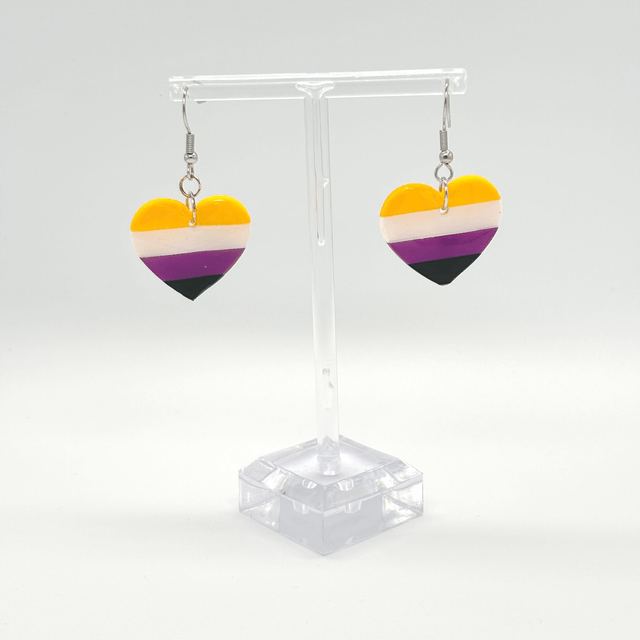 LGBT+ Non-Binary Heart Earrings