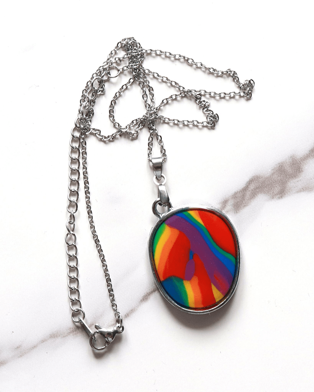 LGBT+ Rainbow Marble Necklace - One of a Kind