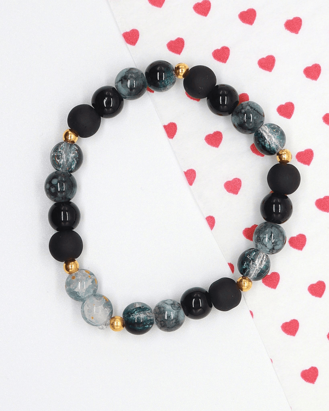 Black Shades Glass Bead Bracelet
