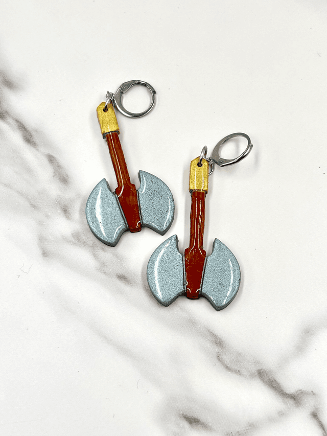 Battle Axe Earrings on Huggy Hoops