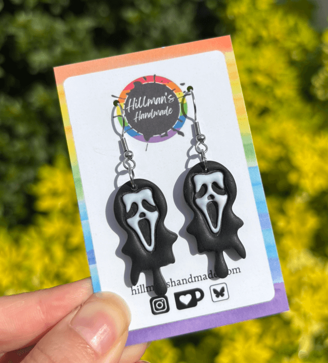 Ghost Face Drop Earrings