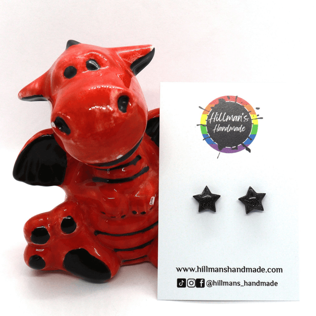 Small Black Star Studs