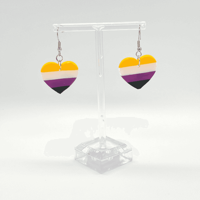 LGBT+ Non-Binary Heart Earrings