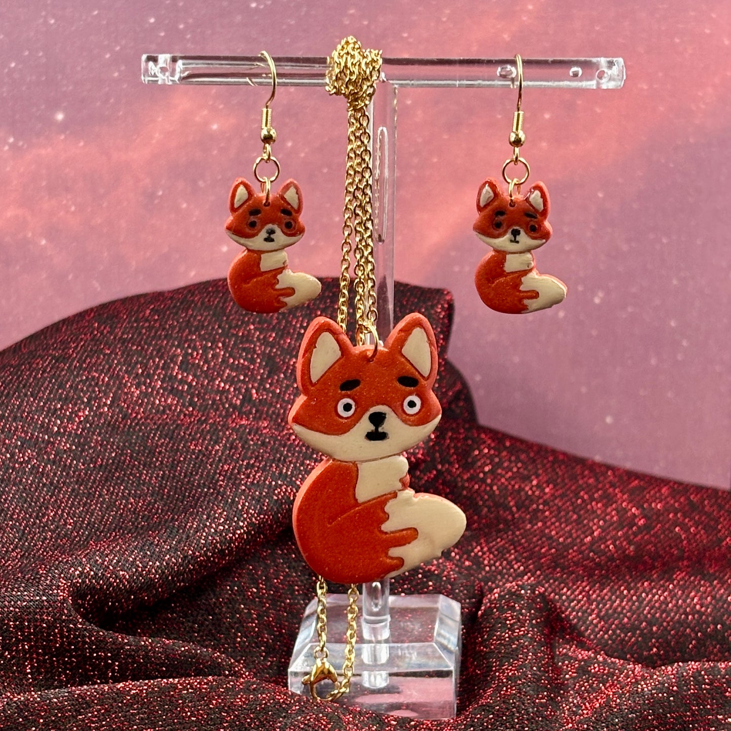 Fox Necklace and Earring Set