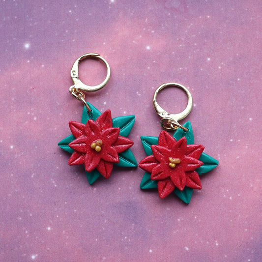 Poinsettia Flower Christmas Gold Huggies