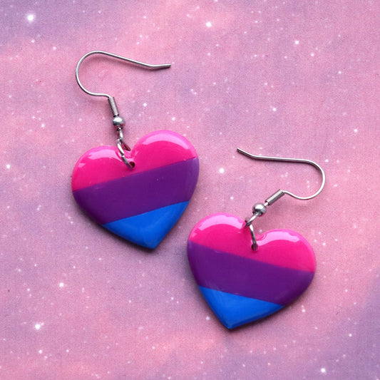 LGBT+ Bisexual Heart Earrings