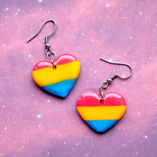 LGBT+ Pansexual Heart Earrings