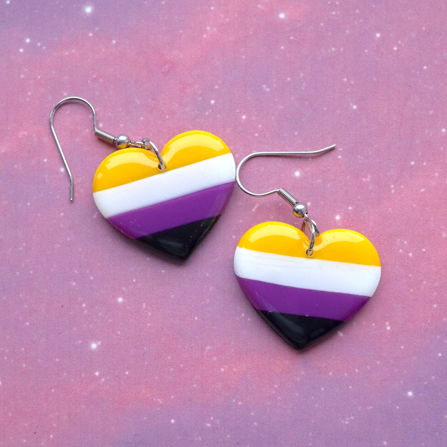 LGBT+ Non-Binary Heart Earrings