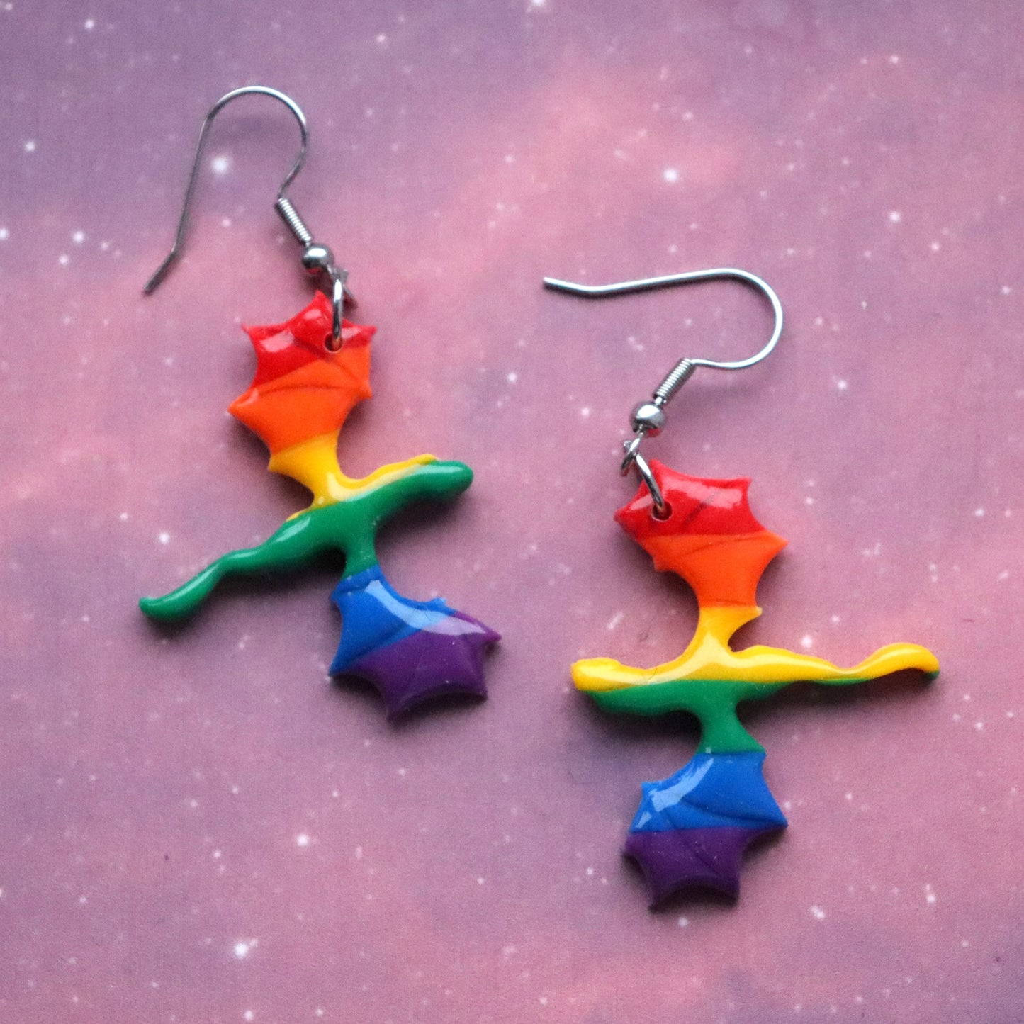 LGBT+ Rainbow Dragon Earrings