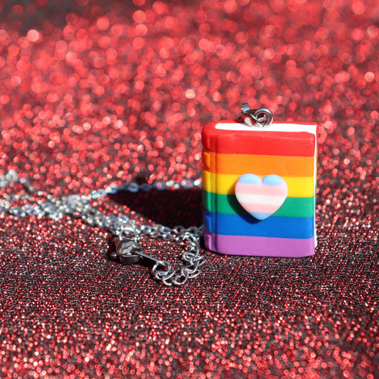 LGBTQ+ Rainbow Book Necklace
