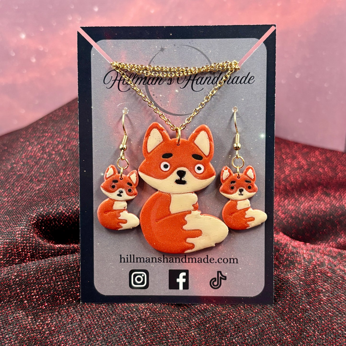 Fox Necklace and Earring Set