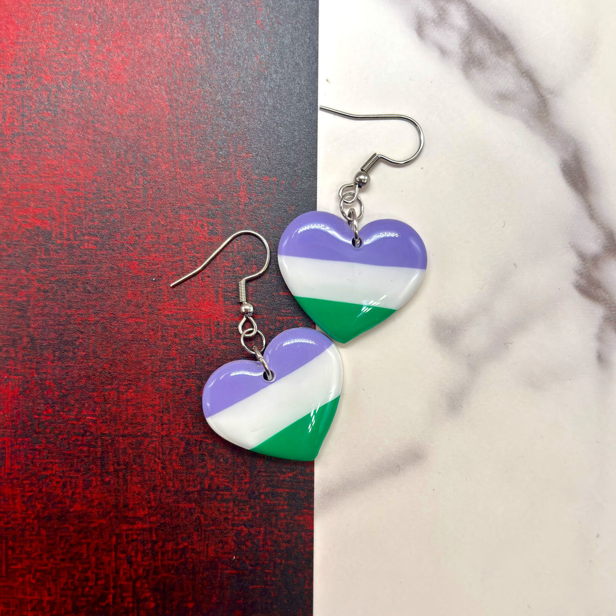 LGBT+ Genderqueer Heart Earrings