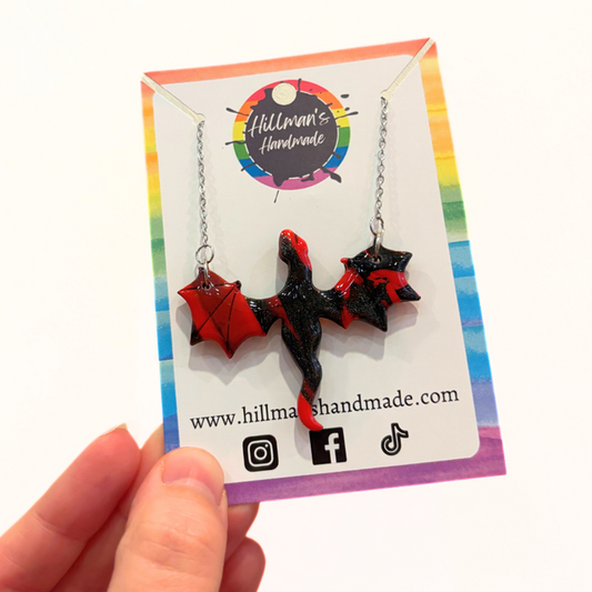 Black and Red Dragon Necklace