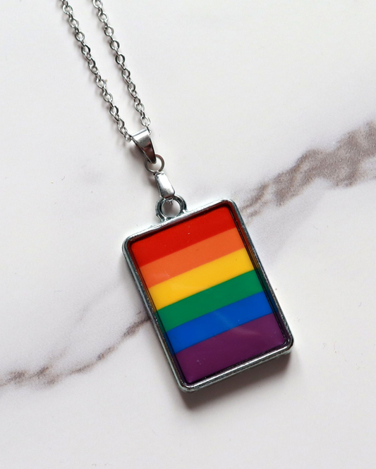 LGBT+ Rainbow Rectangle Necklace