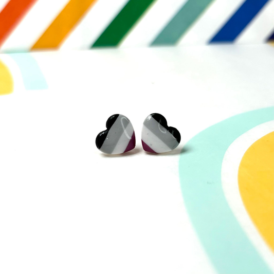 LGBT+ Asexual Heart Studs